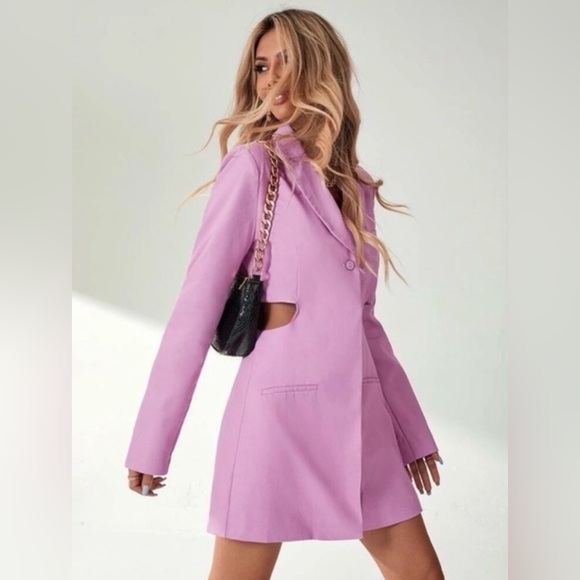ZARA Cutout Blazer Mini Dress Purple Women’s Size Medium - Picture 2 of 6